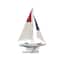 Set of 2 White Wood Coastal Sail Boat Sculpture, 22" x 13"